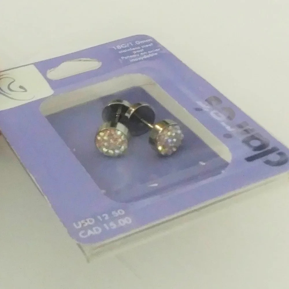 CZ Cartilage Barbell‎ Plugs Earrings Pair